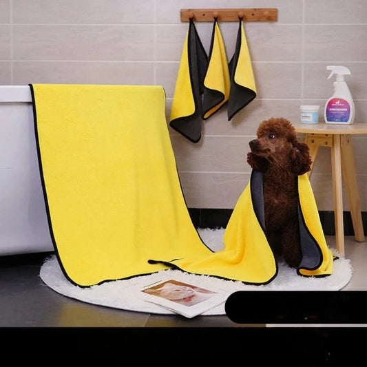 New Quick-Drying Dog And Cat Towels Soft Fiber Towels Absorbent Bath Towel Pet Bathrobe Convenient Cleaning Towel Pet Supplies - Livandy