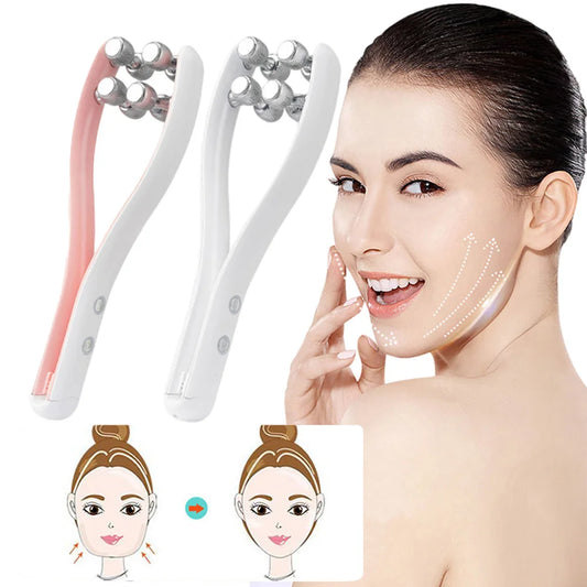 Elecrtic Facial Lifting Roller Face Skin Tighten V-line EMS Body Slimming Massager Double Chin Wrinkle Removal RF Skin Care Tool - Livandy