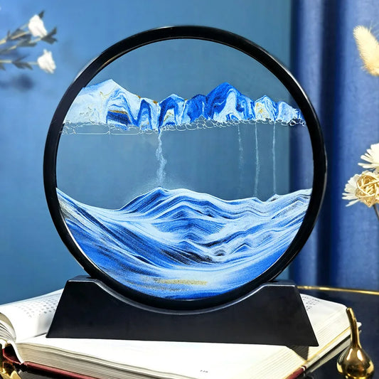 12 Inch 3D Moving Sand Art Picture Round Glass - Livandy